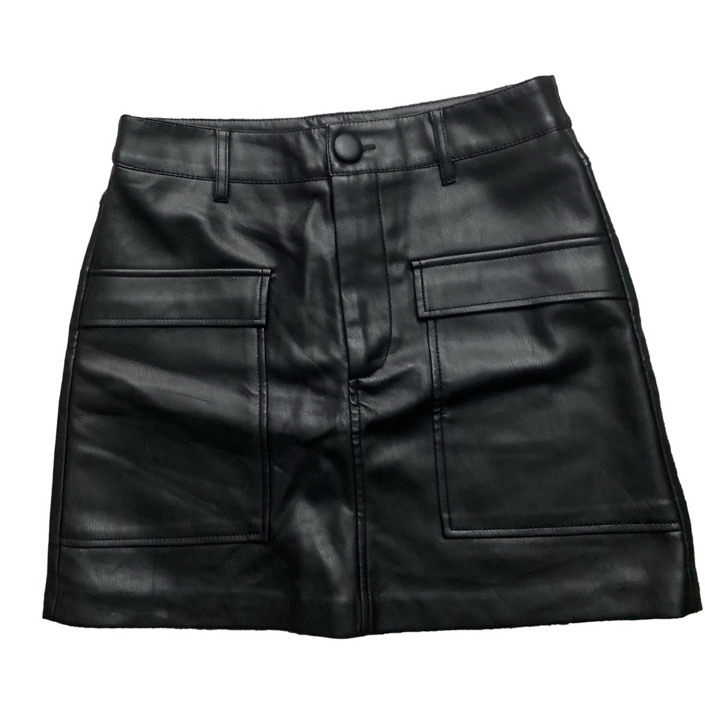 Zara Black Faux Leather Mini Skirt